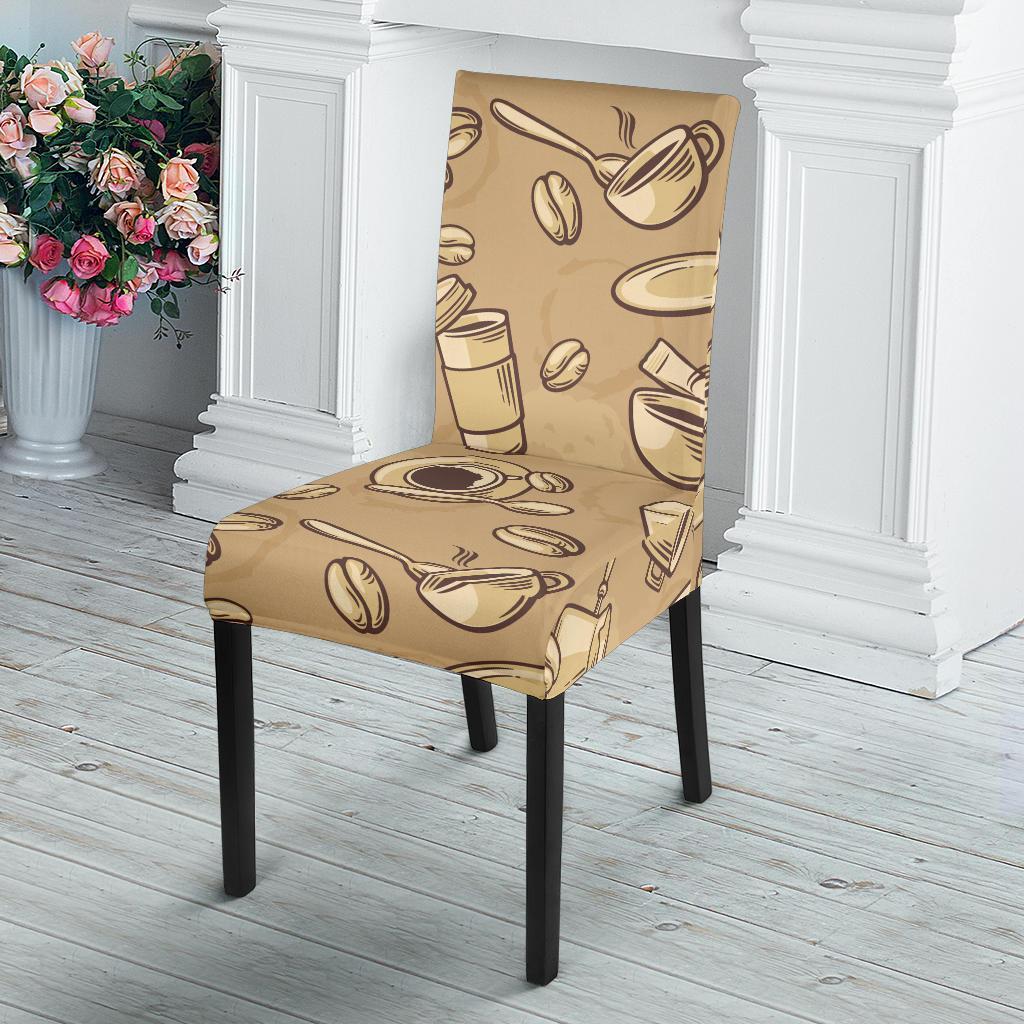 Coffee Pattern Print Chair Cover-grizzshop