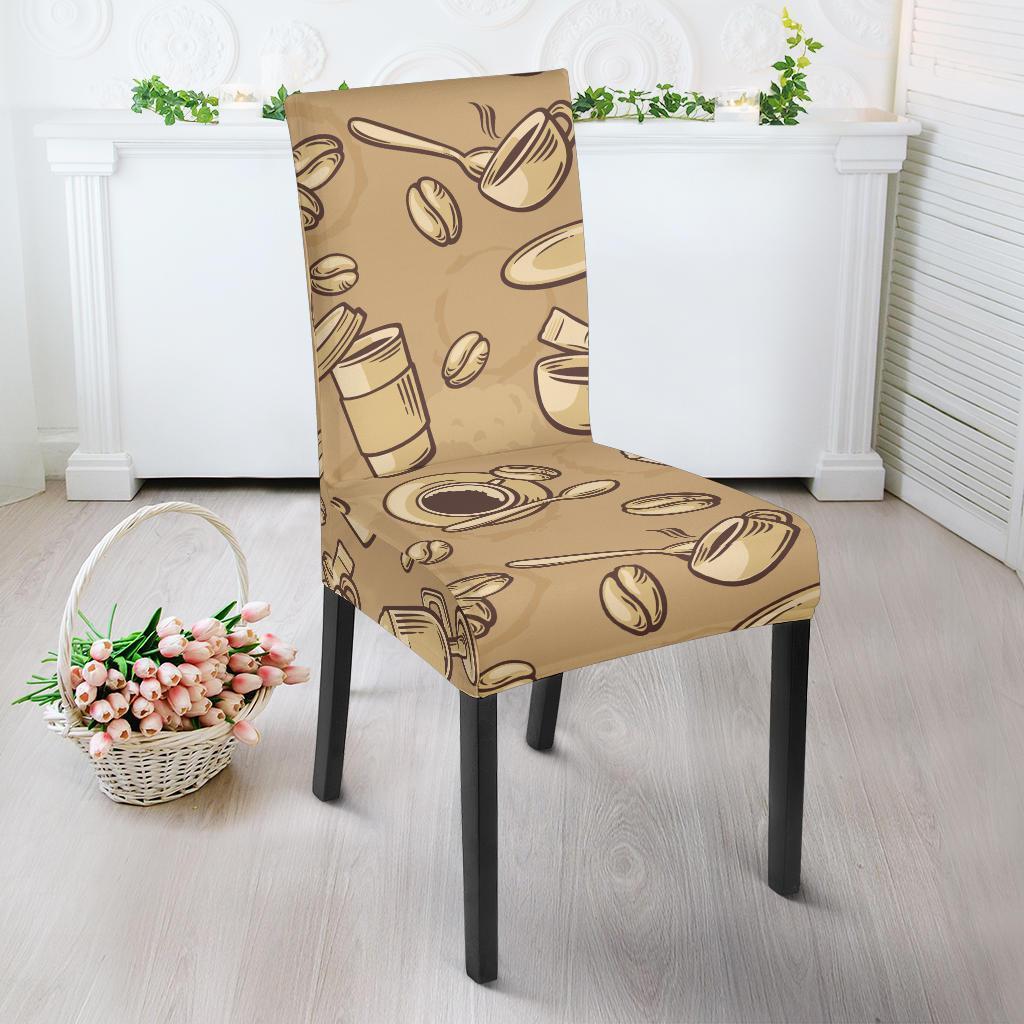 Coffee Pattern Print Chair Cover-grizzshop