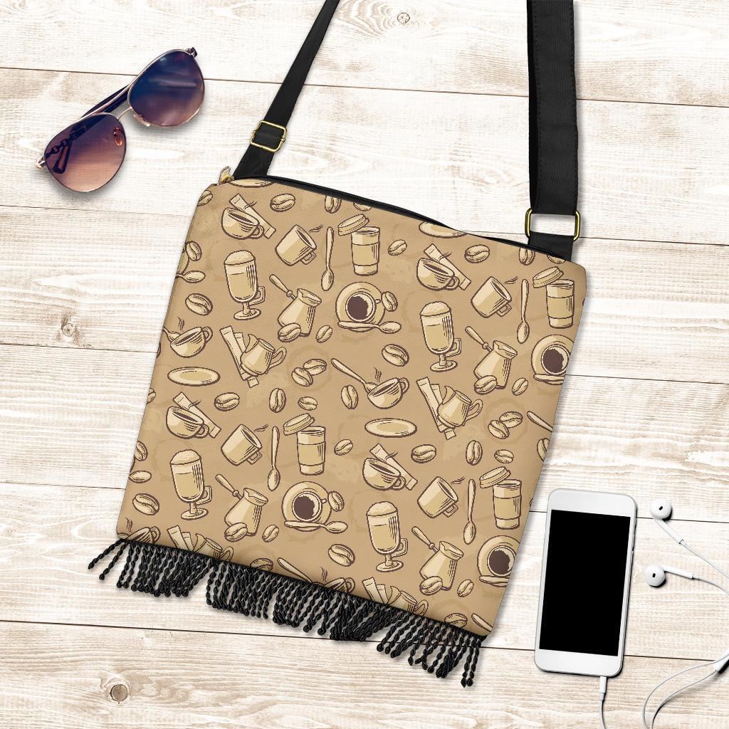 Coffee Pattern Print Crossbody bags-grizzshop