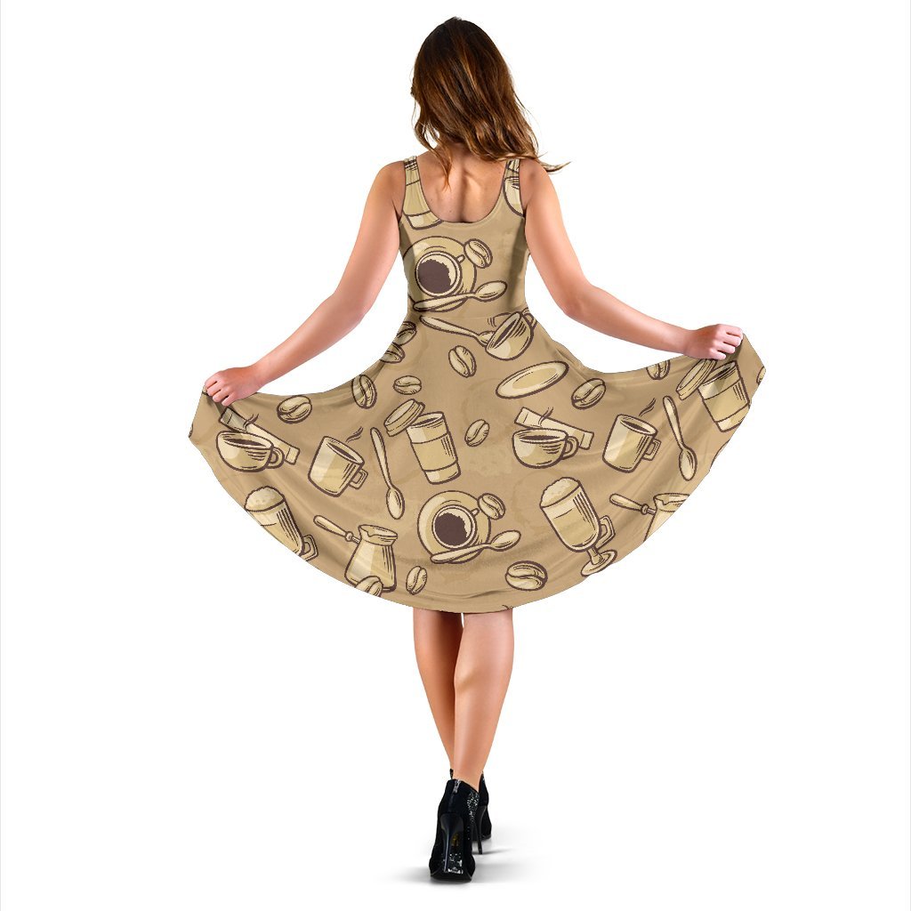 Coffee Pattern Print Dress-grizzshop