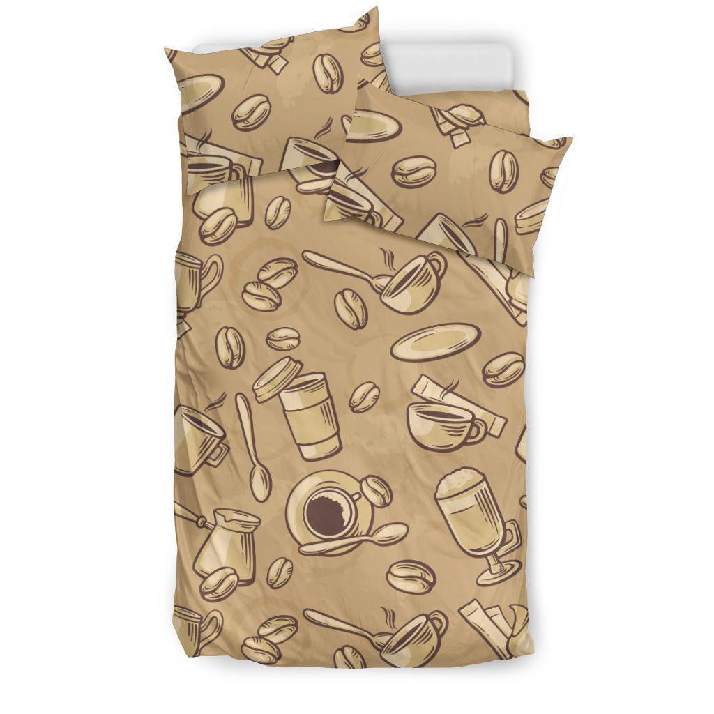 Coffee Pattern Print Duvet Cover Bedding Set-grizzshop