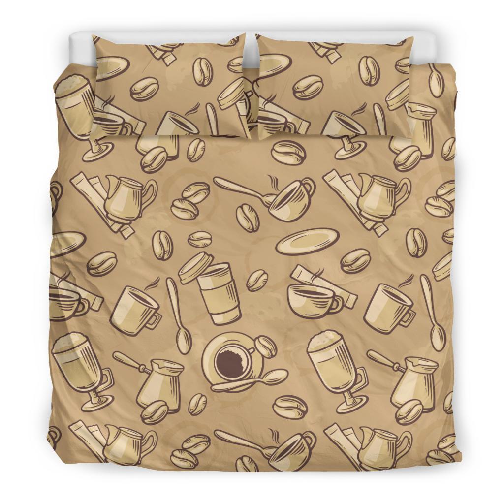 Coffee Pattern Print Duvet Cover Bedding Set-grizzshop