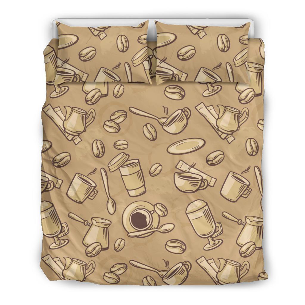 Coffee Pattern Print Duvet Cover Bedding Set-grizzshop