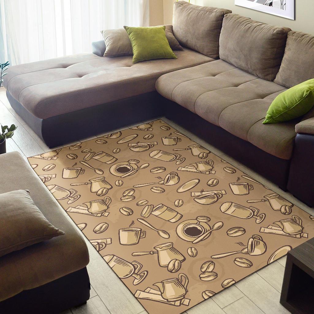 Coffee Pattern Print Floor Mat-grizzshop