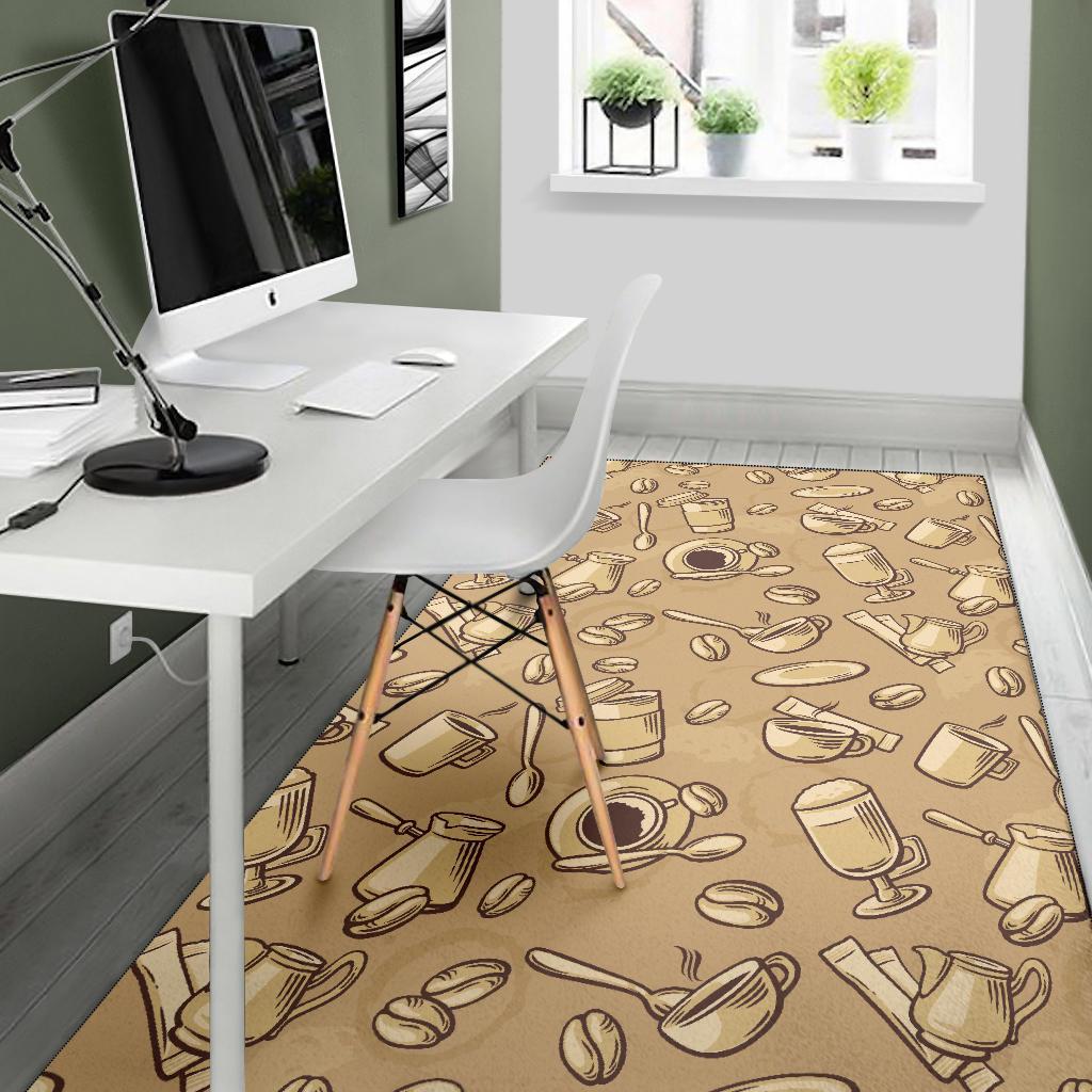 Coffee Pattern Print Floor Mat-grizzshop