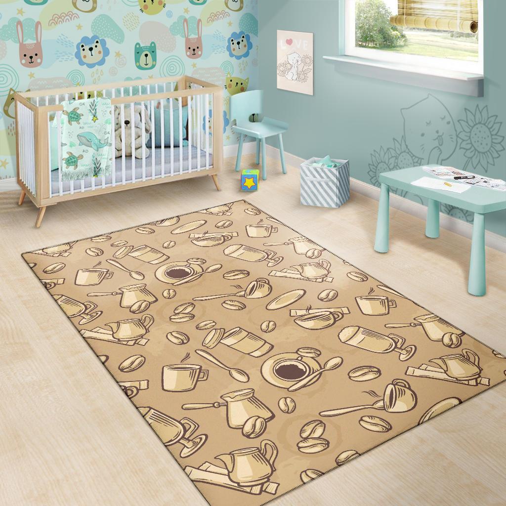 Coffee Pattern Print Floor Mat-grizzshop