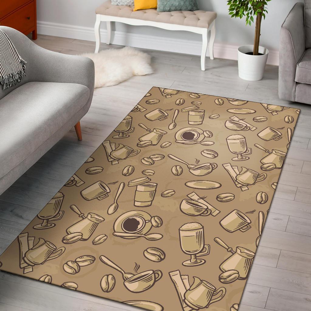 Coffee Pattern Print Floor Mat-grizzshop