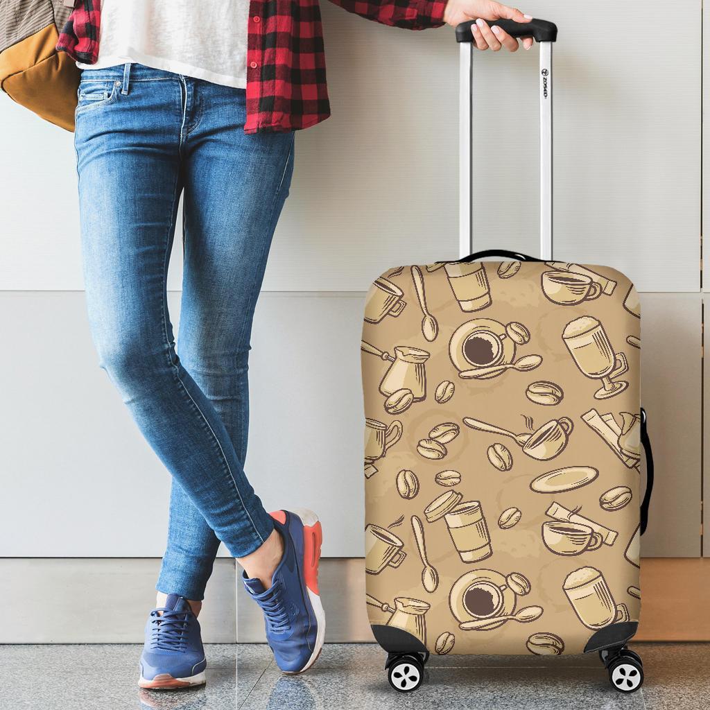 Coffee Pattern Print Luggage Cover Protector-grizzshop