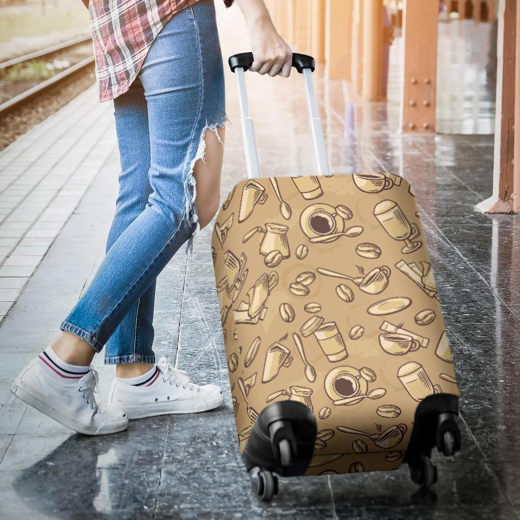 Coffee Pattern Print Luggage Cover Protector-grizzshop