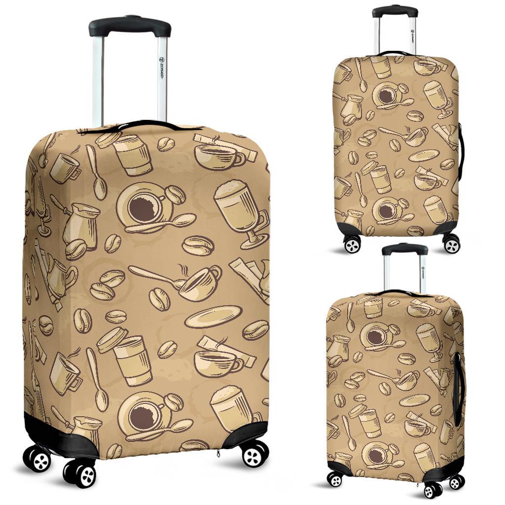 Coffee Pattern Print Luggage Cover Protector-grizzshop