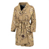 Coffee Pattern Print Men Long Robe-grizzshop