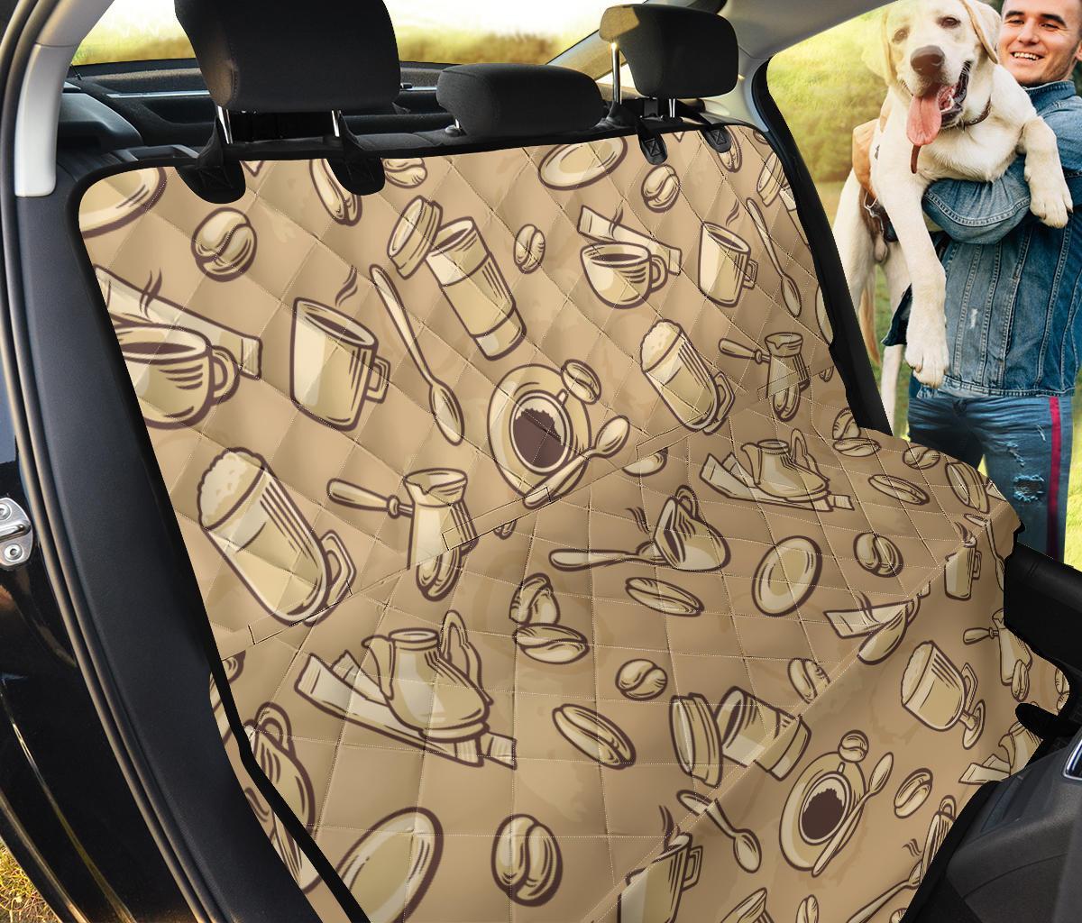 Coffee Pattern Print Pet Car Seat Cover-grizzshop