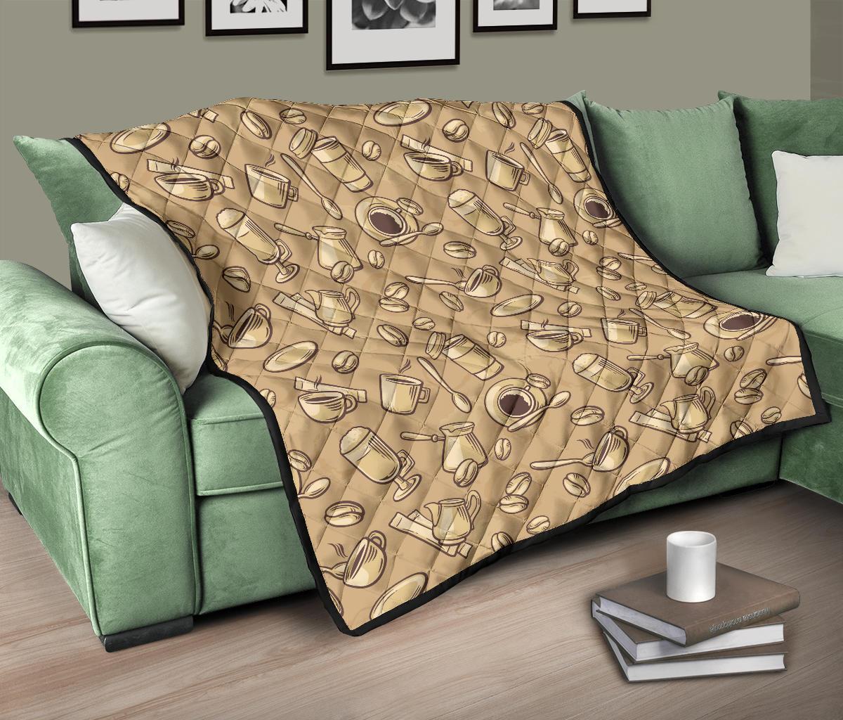 Coffee Pattern Print Quilt-grizzshop