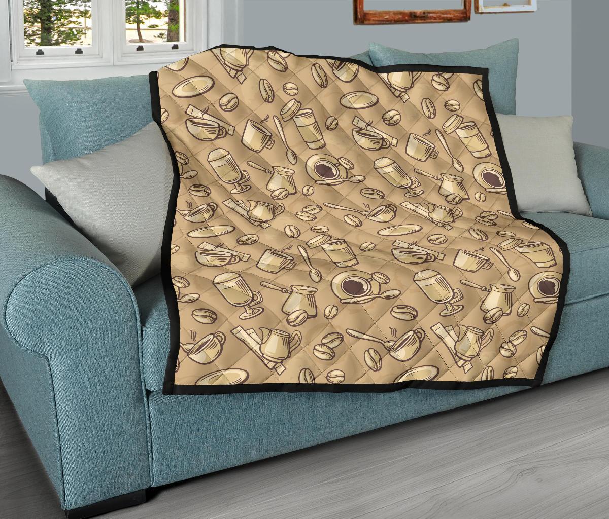 Coffee Pattern Print Quilt-grizzshop