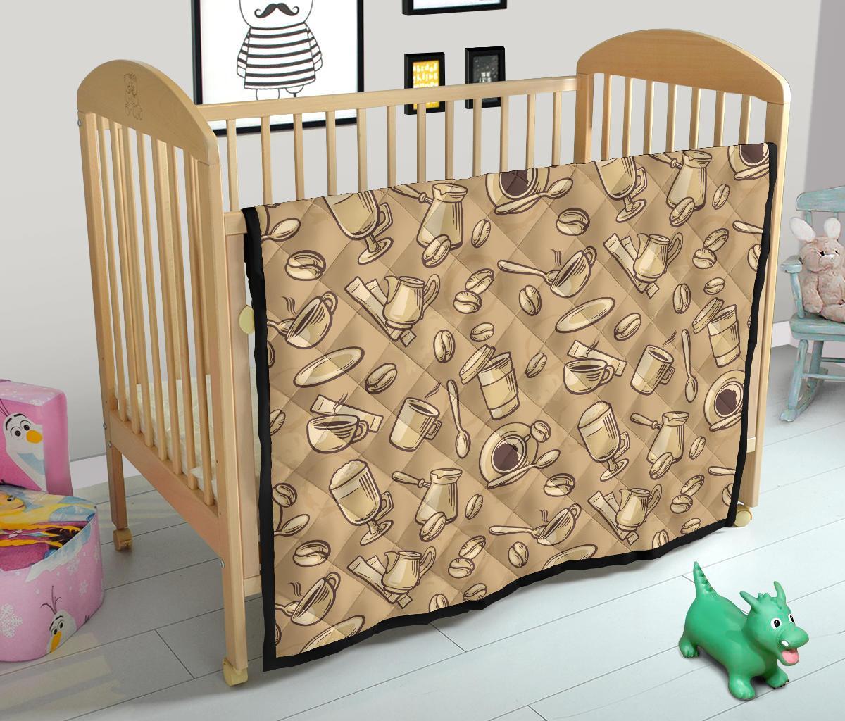 Coffee Pattern Print Quilt-grizzshop