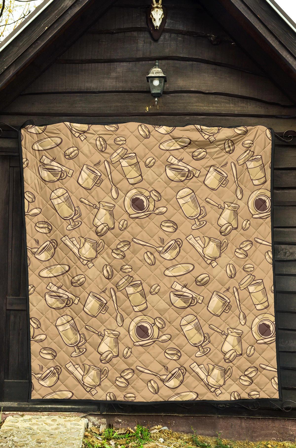 Coffee Pattern Print Quilt-grizzshop