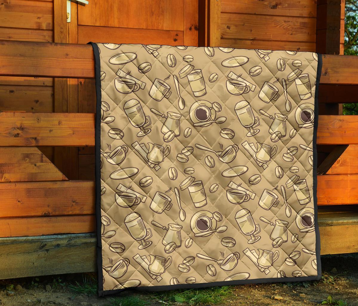 Coffee Pattern Print Quilt-grizzshop