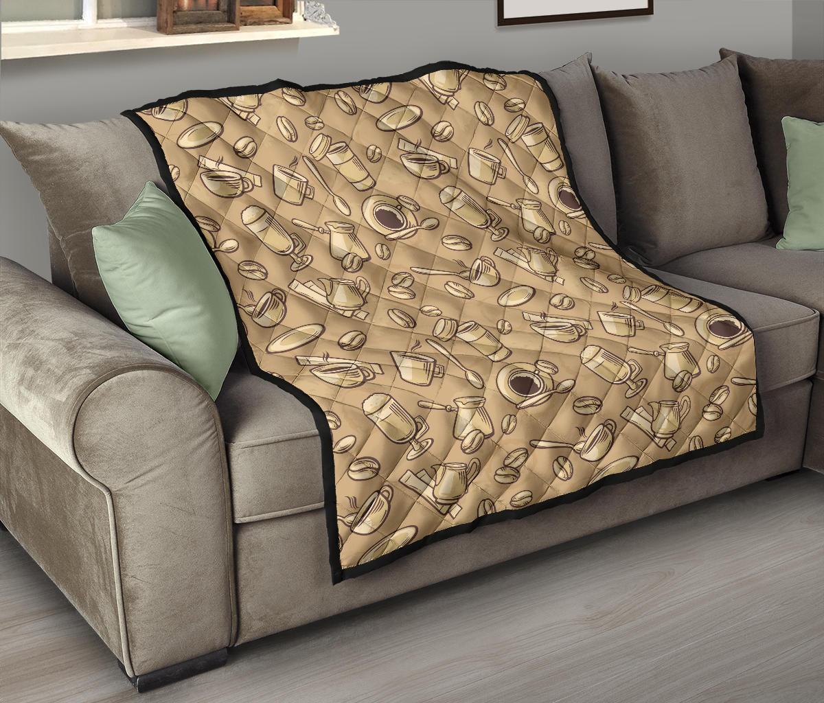 Coffee Pattern Print Quilt-grizzshop