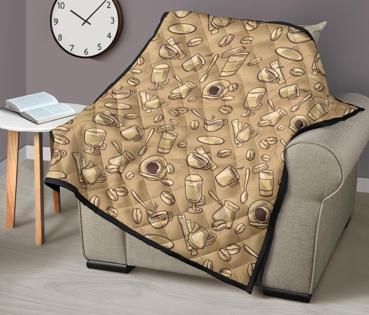 Coffee Pattern Print Quilt-grizzshop
