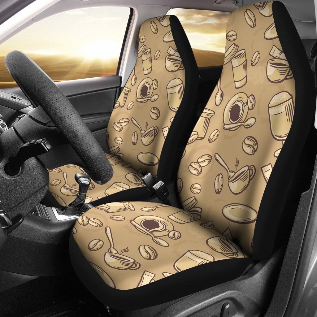 Coffee Pattern Print Universal Fit Car Seat Covers-grizzshop