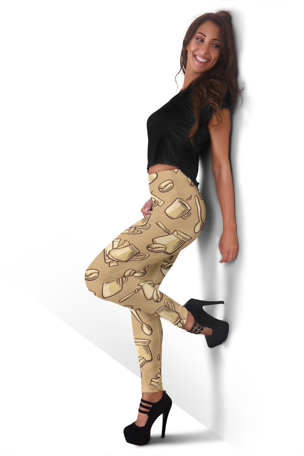 Coffee Pattern Print Women Leggings-grizzshop