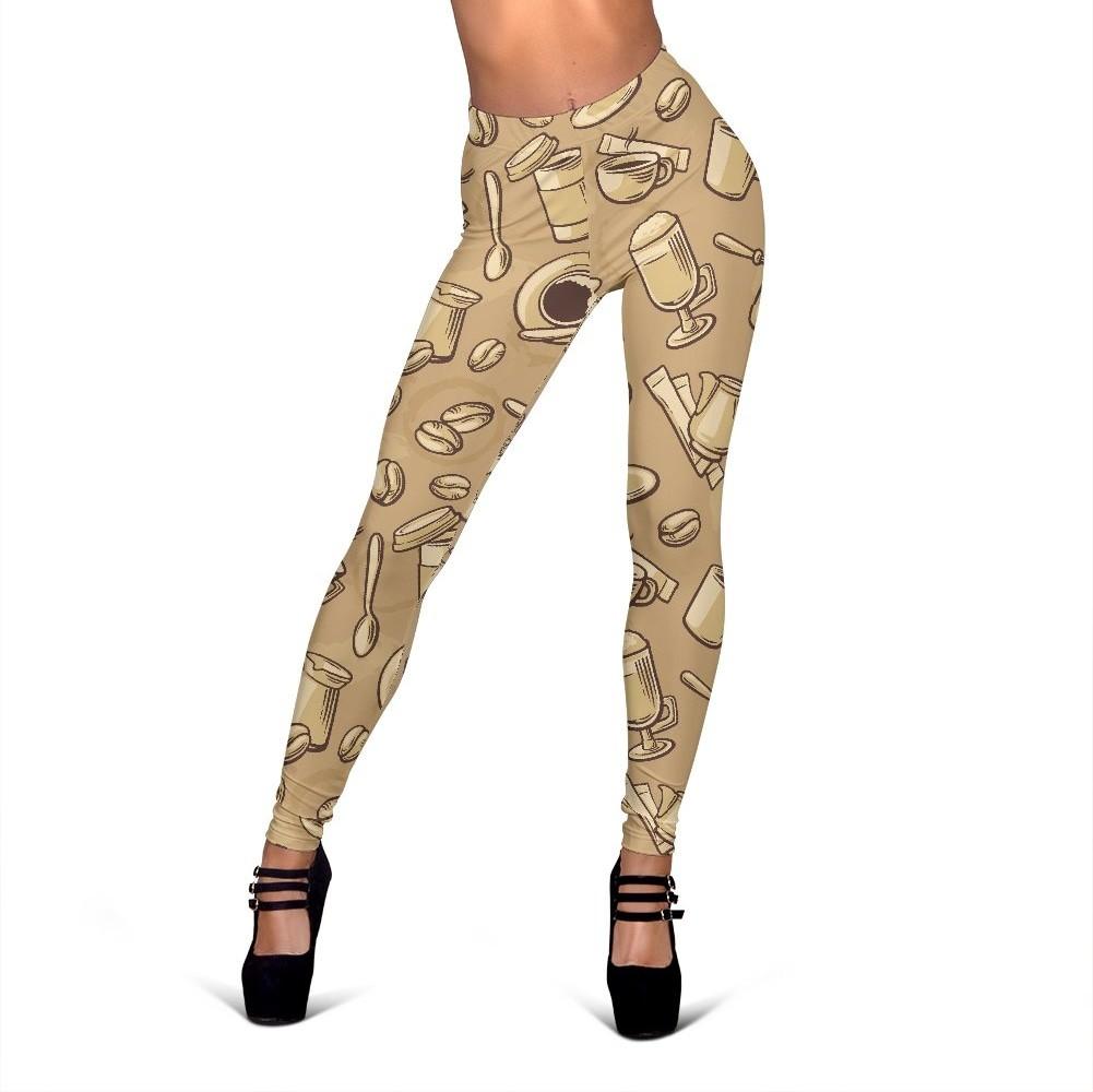 Coffee Pattern Print Women Leggings-grizzshop