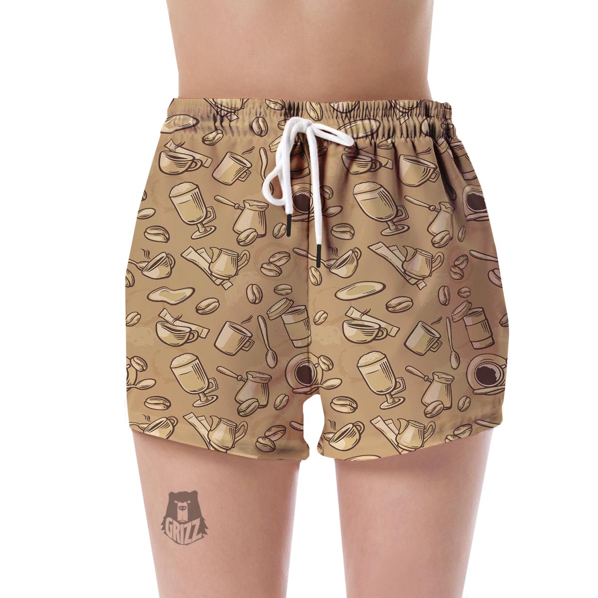 Coffee Pattern Print Women's Shorts-grizzshop