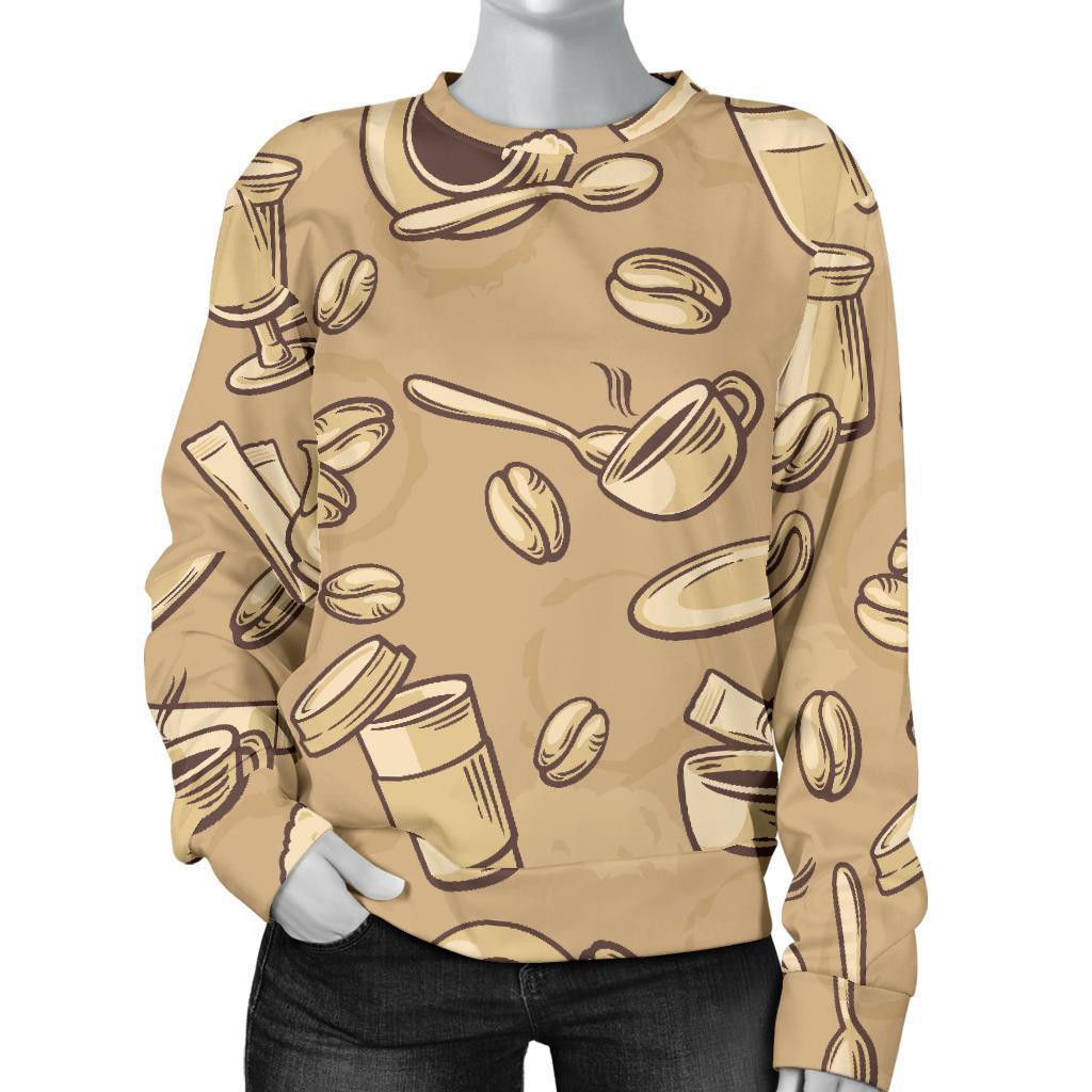 Coffee Pattern Print Women's Sweatshirt-grizzshop