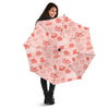 Coffee Pink Pattern Print Automatic Foldable Umbrella-grizzshop