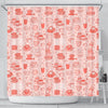 Coffee Pink Pattern Print Bathroom Shower Curtain-grizzshop