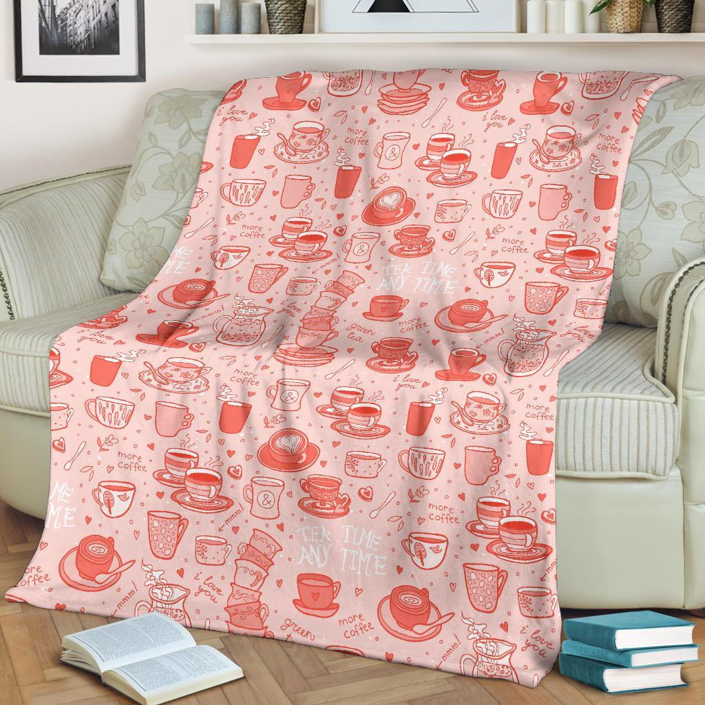 Coffee Pink Pattern Print Blanket-grizzshop