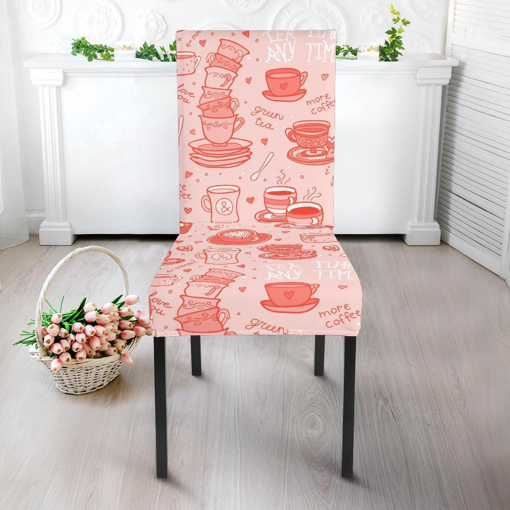 Coffee Pink Pattern Print Chair Cover-grizzshop