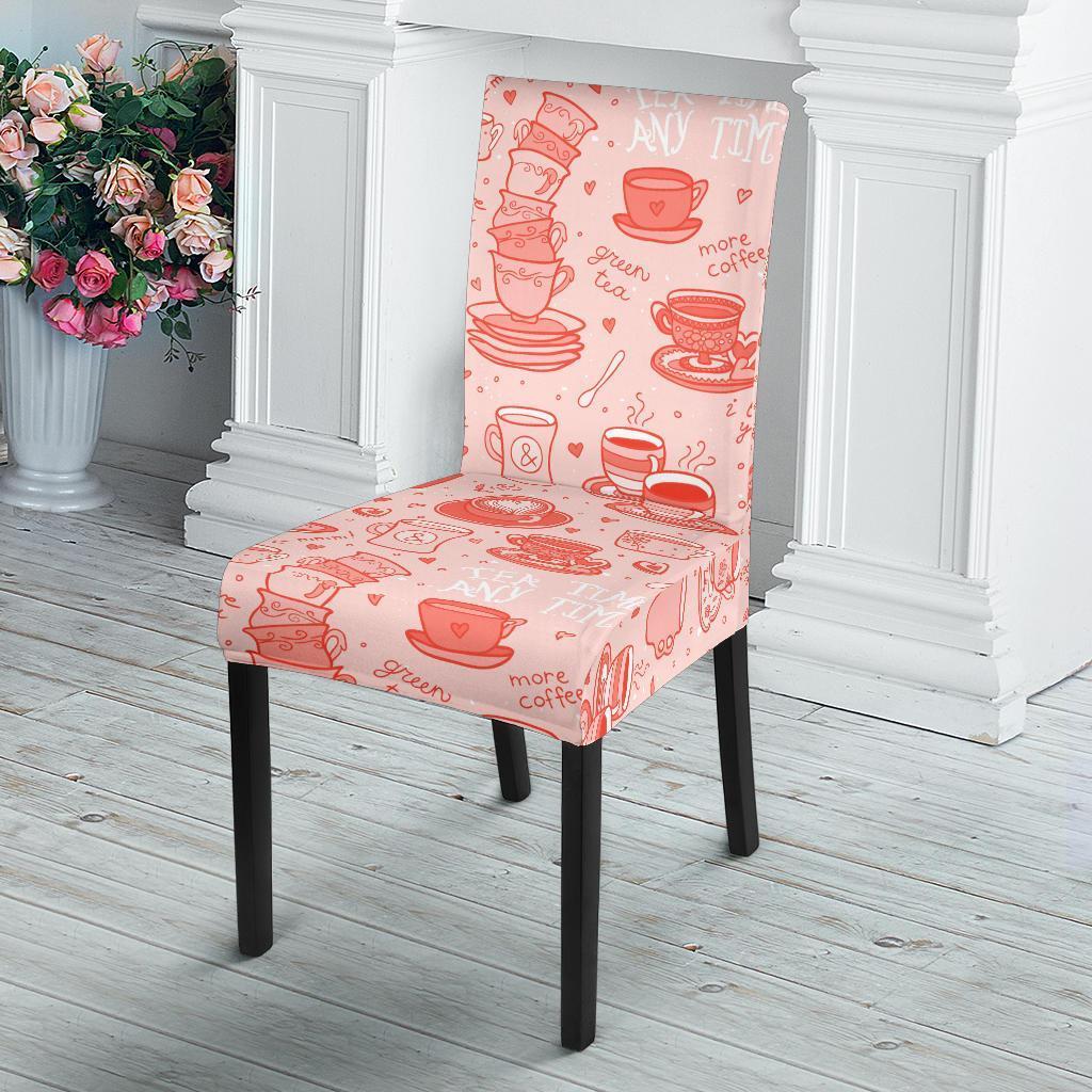 Coffee Pink Pattern Print Chair Cover-grizzshop