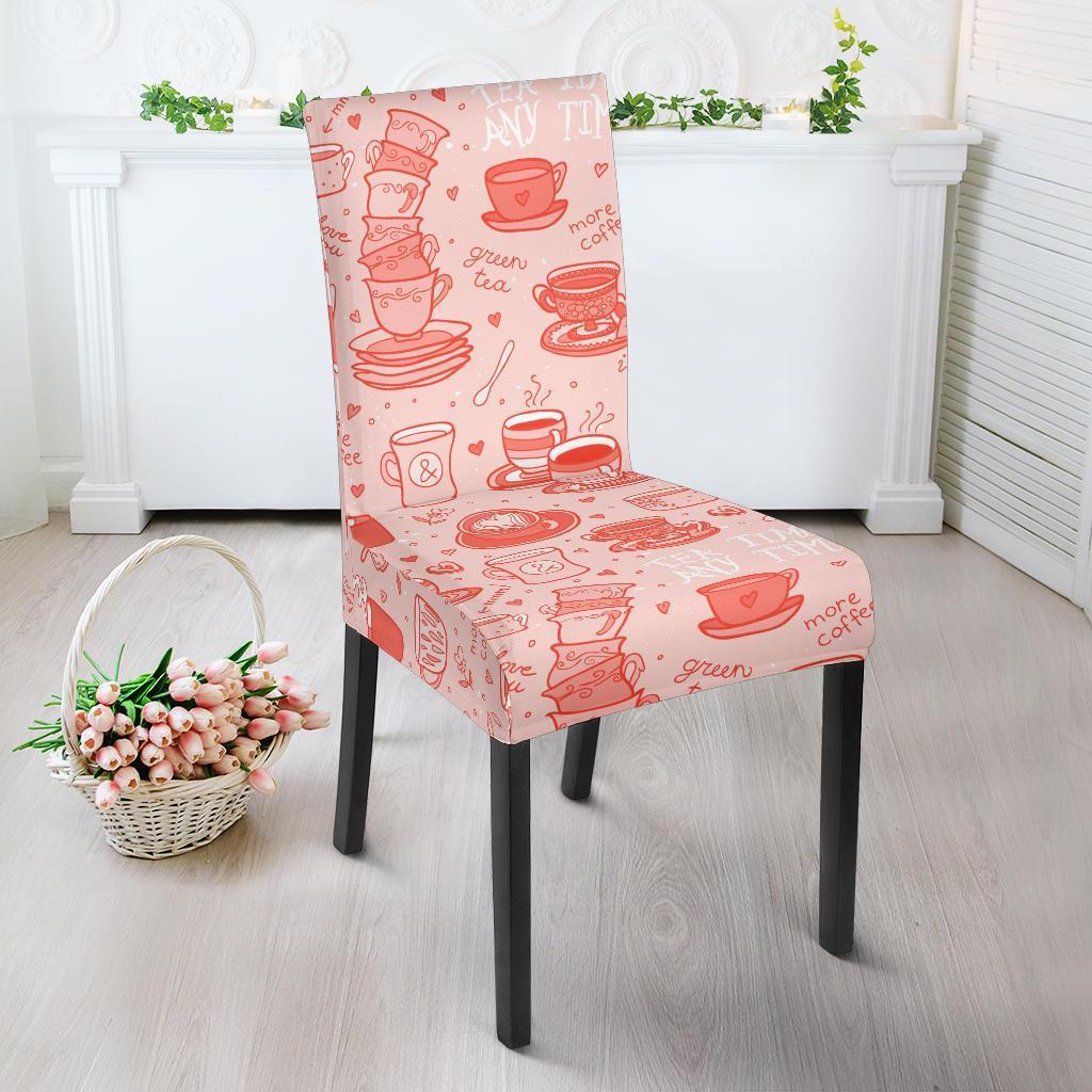 Coffee Pink Pattern Print Chair Cover-grizzshop