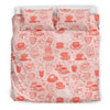 Coffee Pink Pattern Print Duvet Cover Bedding Set-grizzshop
