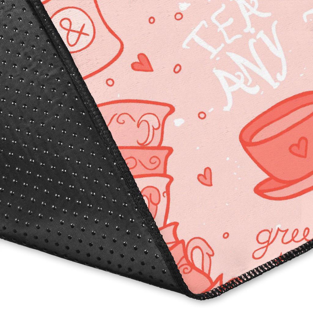 Coffee Pink Pattern Print Floor Mat-grizzshop