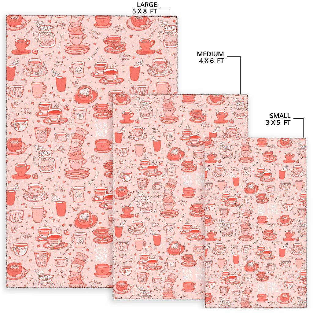 Coffee Pink Pattern Print Floor Mat-grizzshop