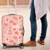 Coffee Pink Pattern Print Luggage Cover Protector-grizzshop