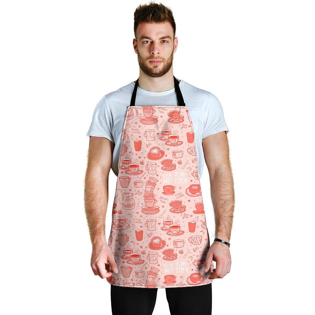 Coffee Pink Pattern Print Men's Apron-grizzshop