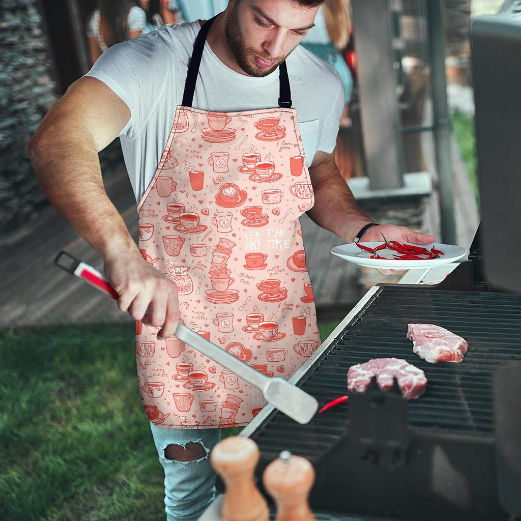 Coffee Pink Pattern Print Men's Apron-grizzshop