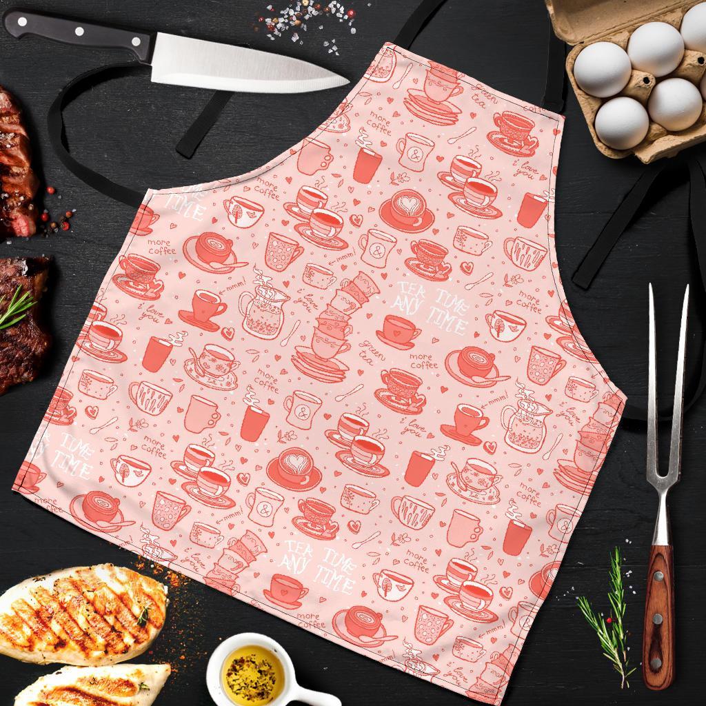 Coffee Pink Pattern Print Men's Apron-grizzshop