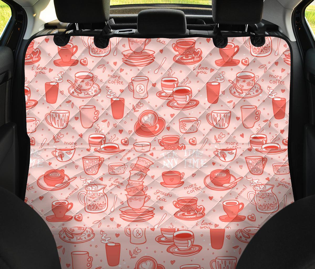 Coffee Pink Pattern Print Pet Car Seat Cover-grizzshop