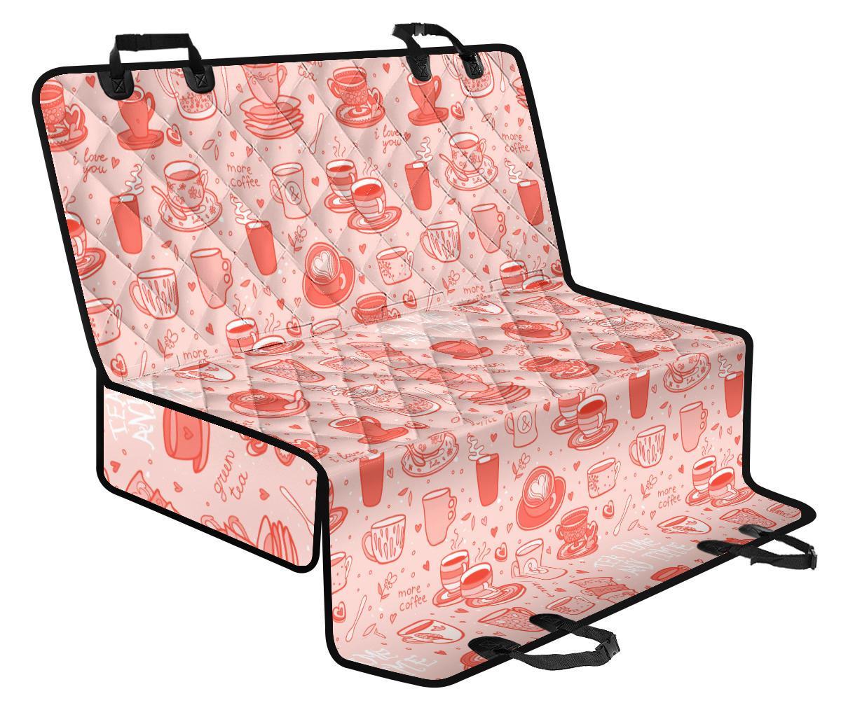 Coffee Pink Pattern Print Pet Car Seat Cover-grizzshop