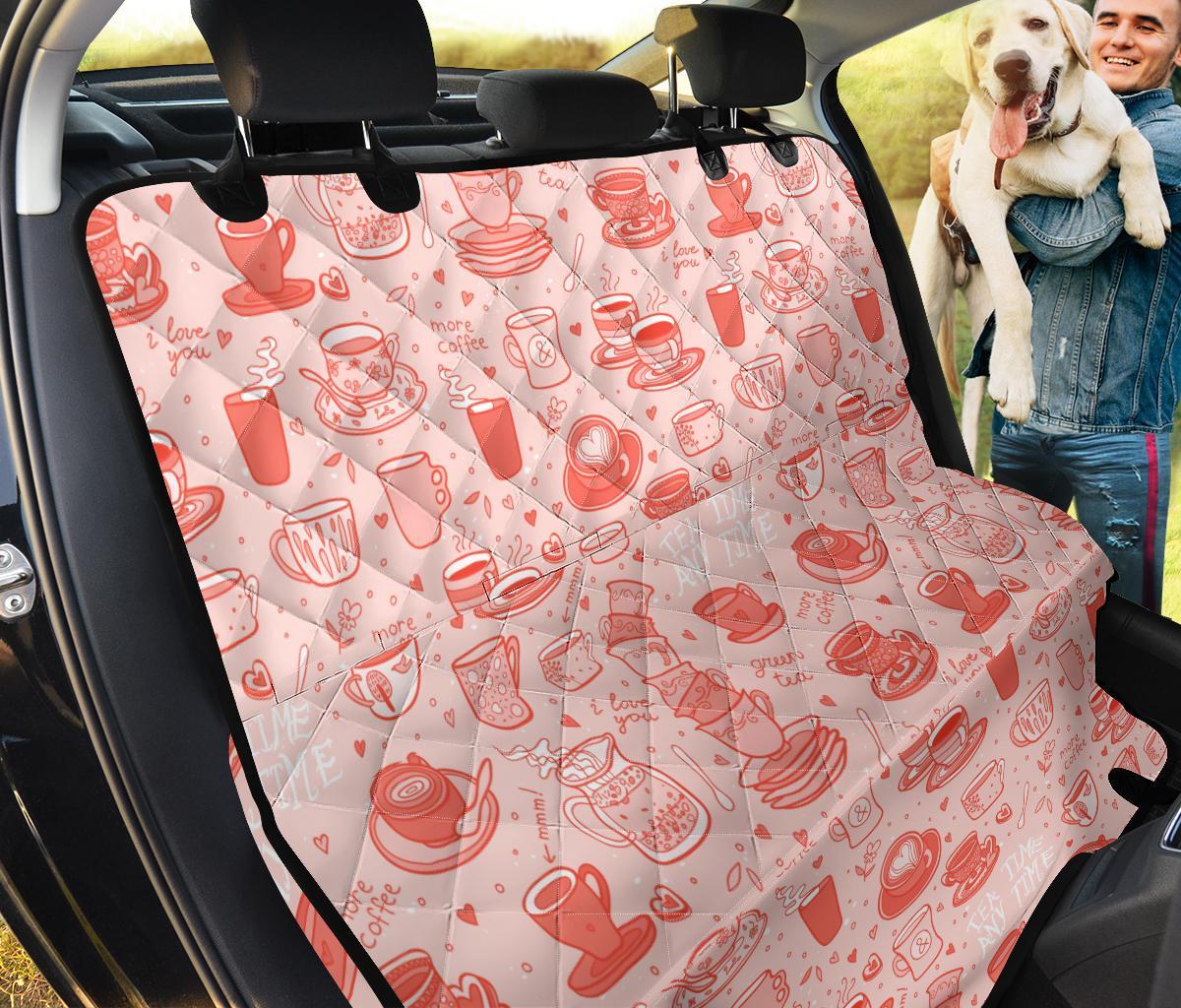 Coffee Pink Pattern Print Pet Car Seat Cover-grizzshop