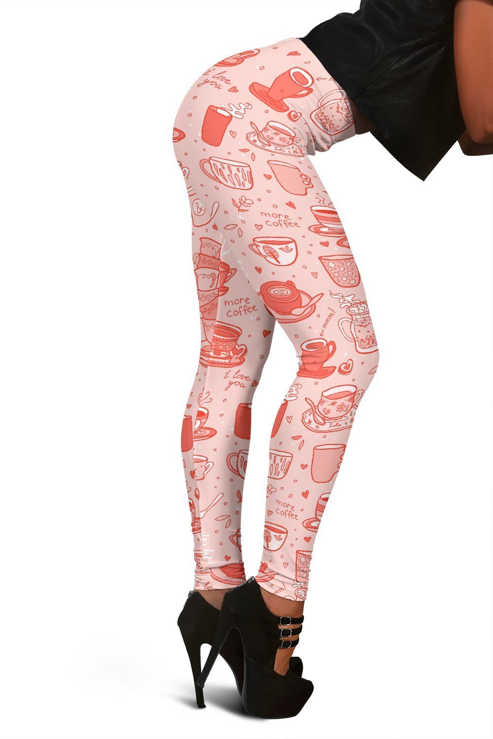 Coffee Pink Pattern Print Women Leggings-grizzshop