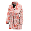 Coffee Pink Pattern Print Women Long Robe-grizzshop