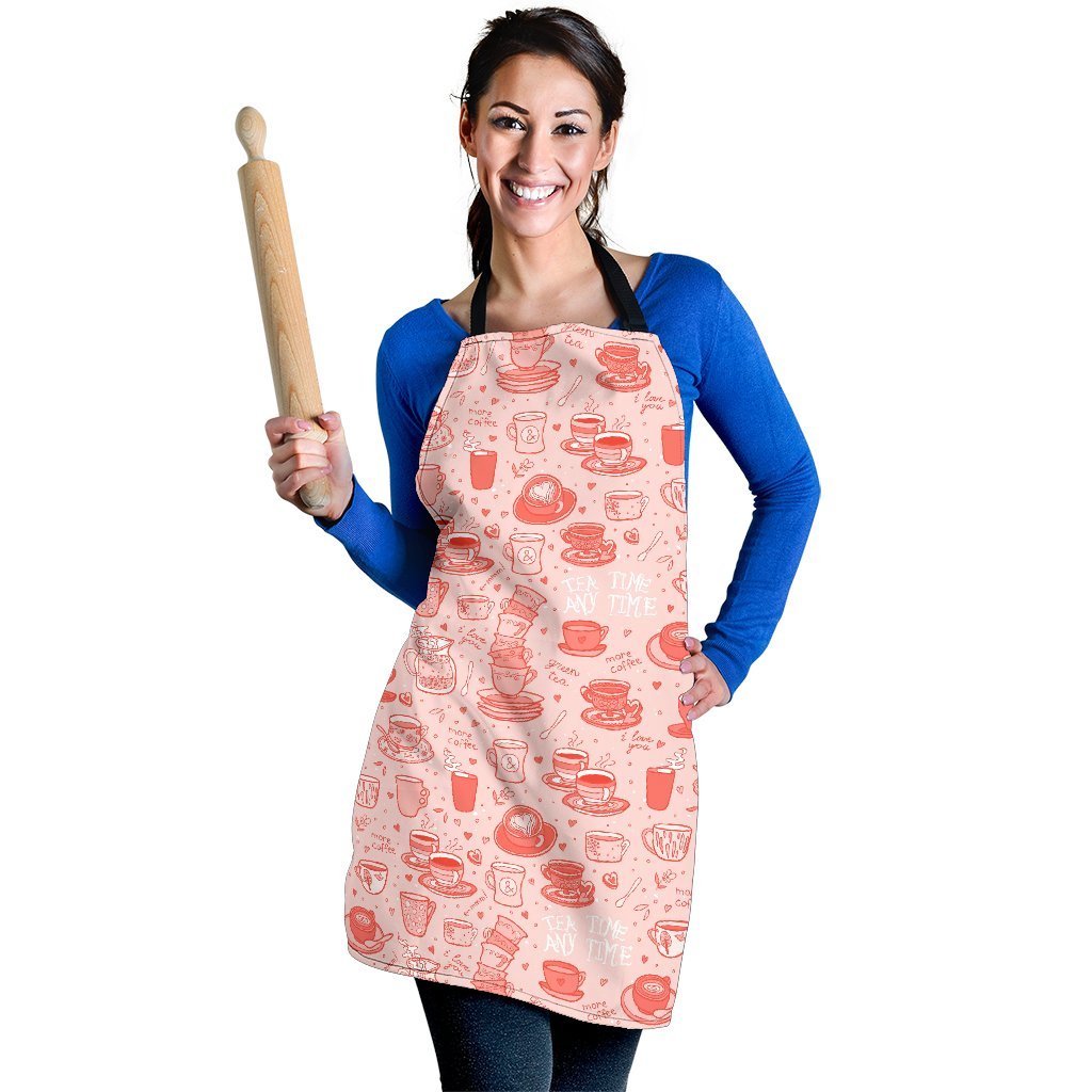 Coffee Pink Pattern Print Women's Apron-grizzshop