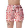 Coffee Pink Pattern Print Women's Shorts-grizzshop