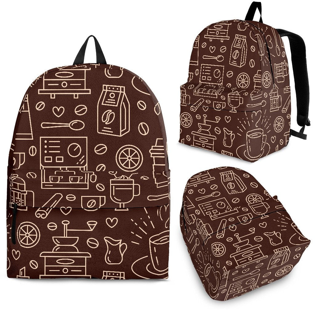 Coffee Print Pattern Backpack-grizzshop