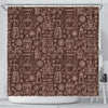 Coffee Print Pattern Bathroom Shower Curtain-grizzshop